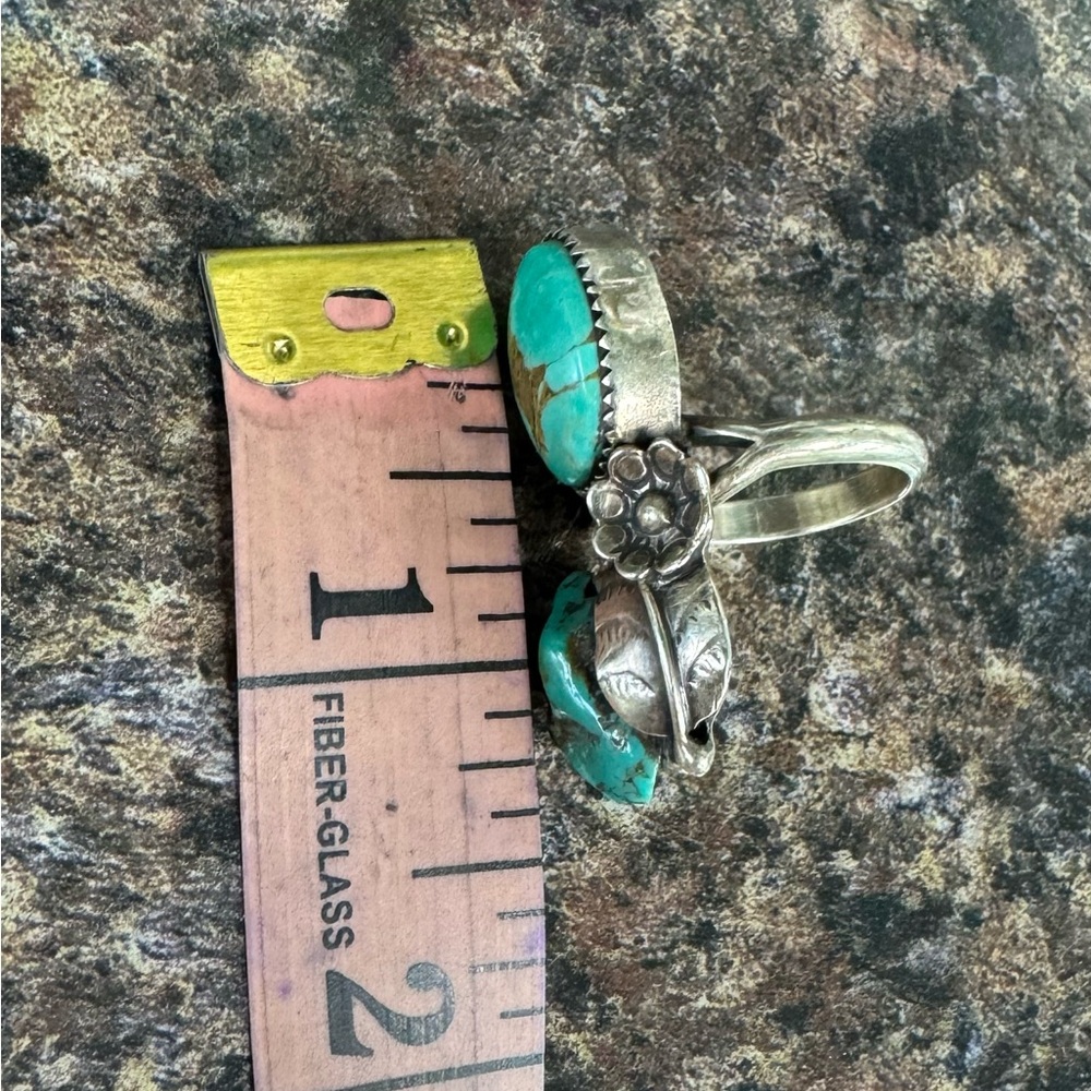 AH~MAZING Royston turquoise double mount unique nugget ring - Picture 5 of 7